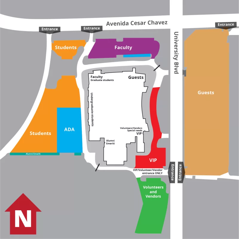 A complex parking map containing more information than is feasible to put in alt text.