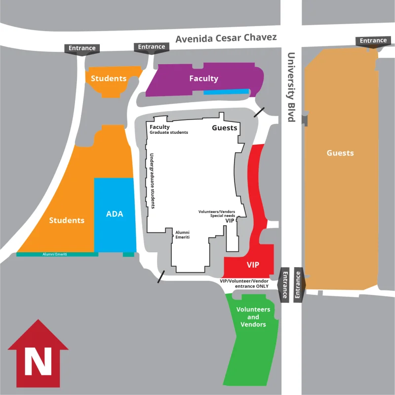 A complex parking map containing more information than is feasible to put in alt text.